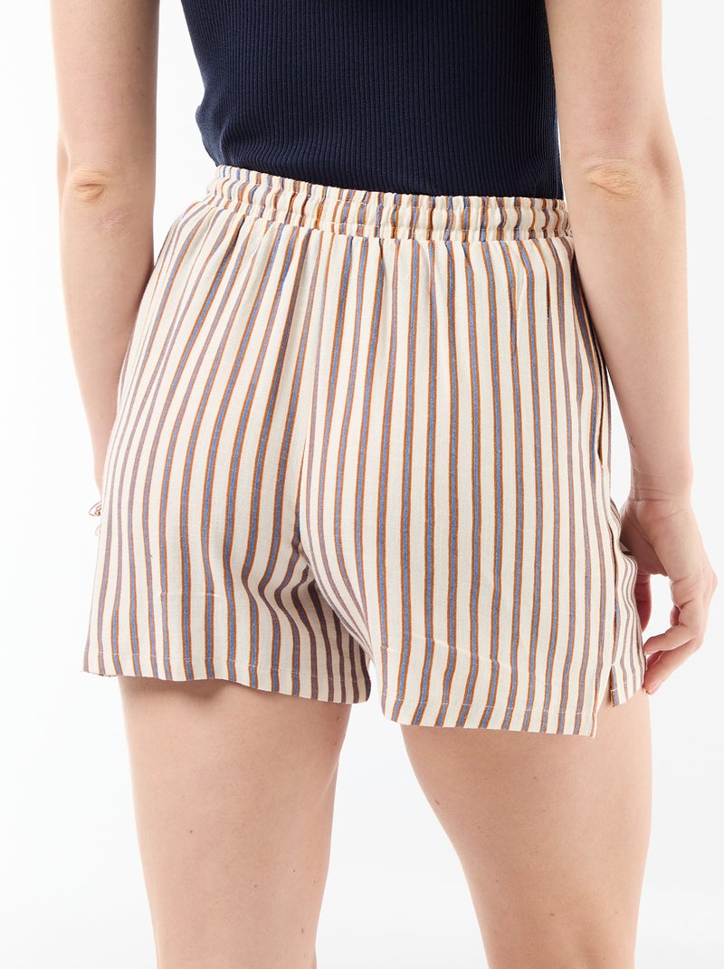 Short leve com 2 bolsos em linho misto Bege - Kiabi