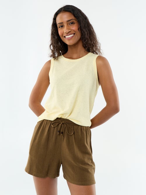 Short leve com 2 bolsos em linho misto - Kiabi