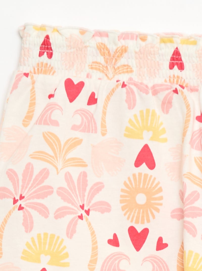 Short leve com folhos Branco - Kiabi
