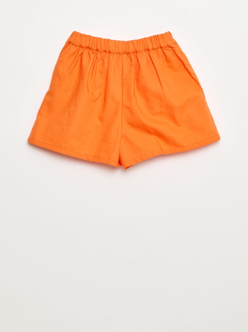 Short leve em algodão Laranja - Kiabi