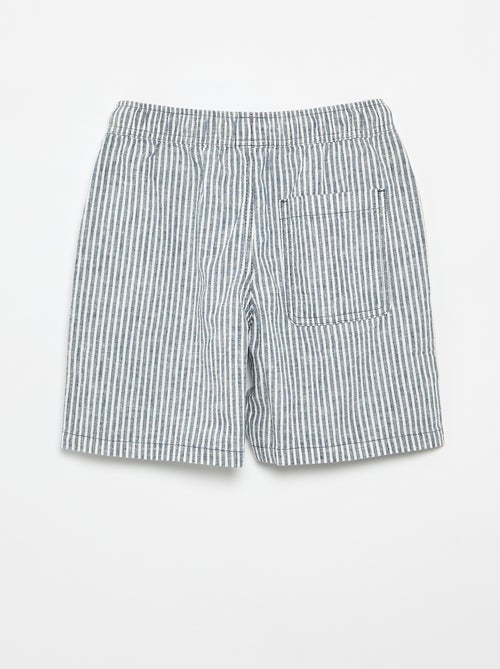 Short listrado leve em mistura de linho - Kiabi