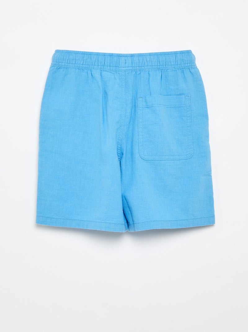 Short listrado leve em mistura de linho Azul - Kiabi