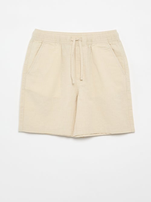 Short listrado leve em mistura de linho - Kiabi