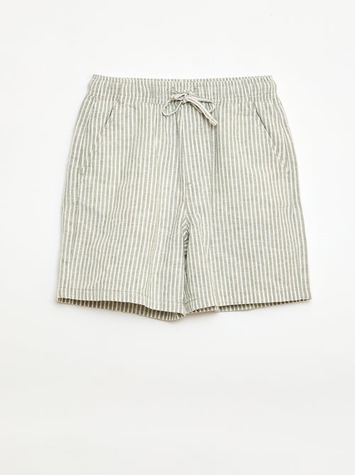 Short listrado leve em mistura de linho - Kiabi