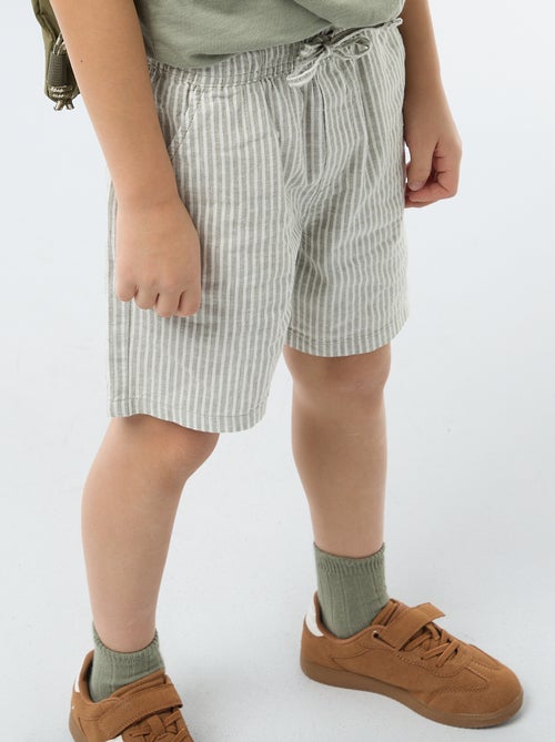 Short listrado leve em mistura de linho - Kiabi