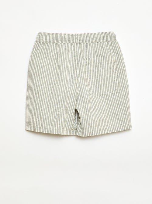 Short listrado leve em mistura de linho - Kiabi