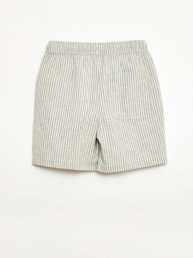Short listrado leve em mistura de linho Caqui - Kiabi