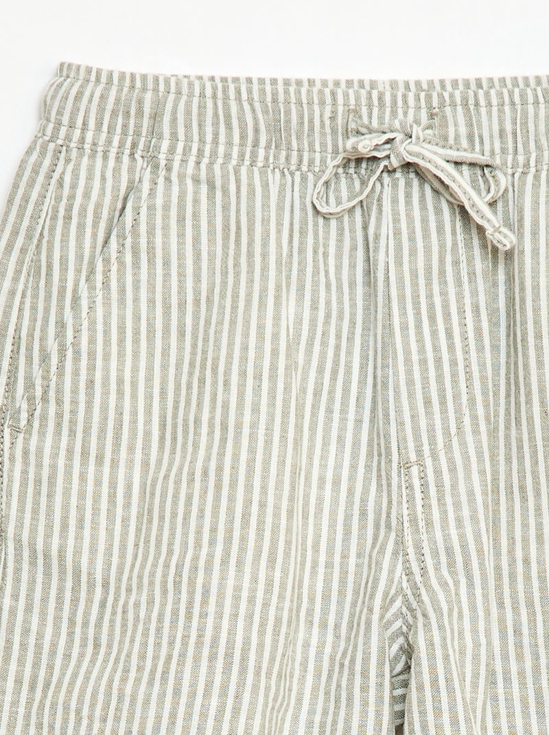 Short listrado leve em mistura de linho Caqui - Kiabi