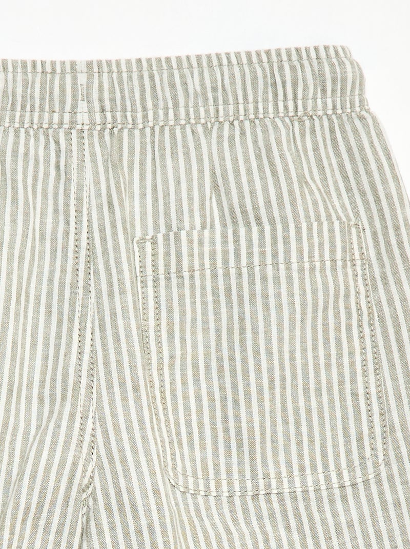 Short listrado leve em mistura de linho Caqui - Kiabi