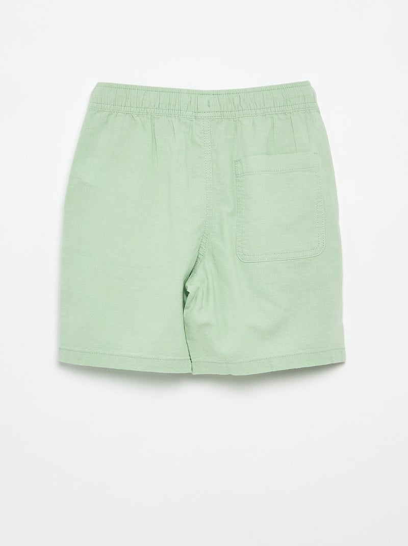 Short listrado leve em mistura de linho Verde - Kiabi