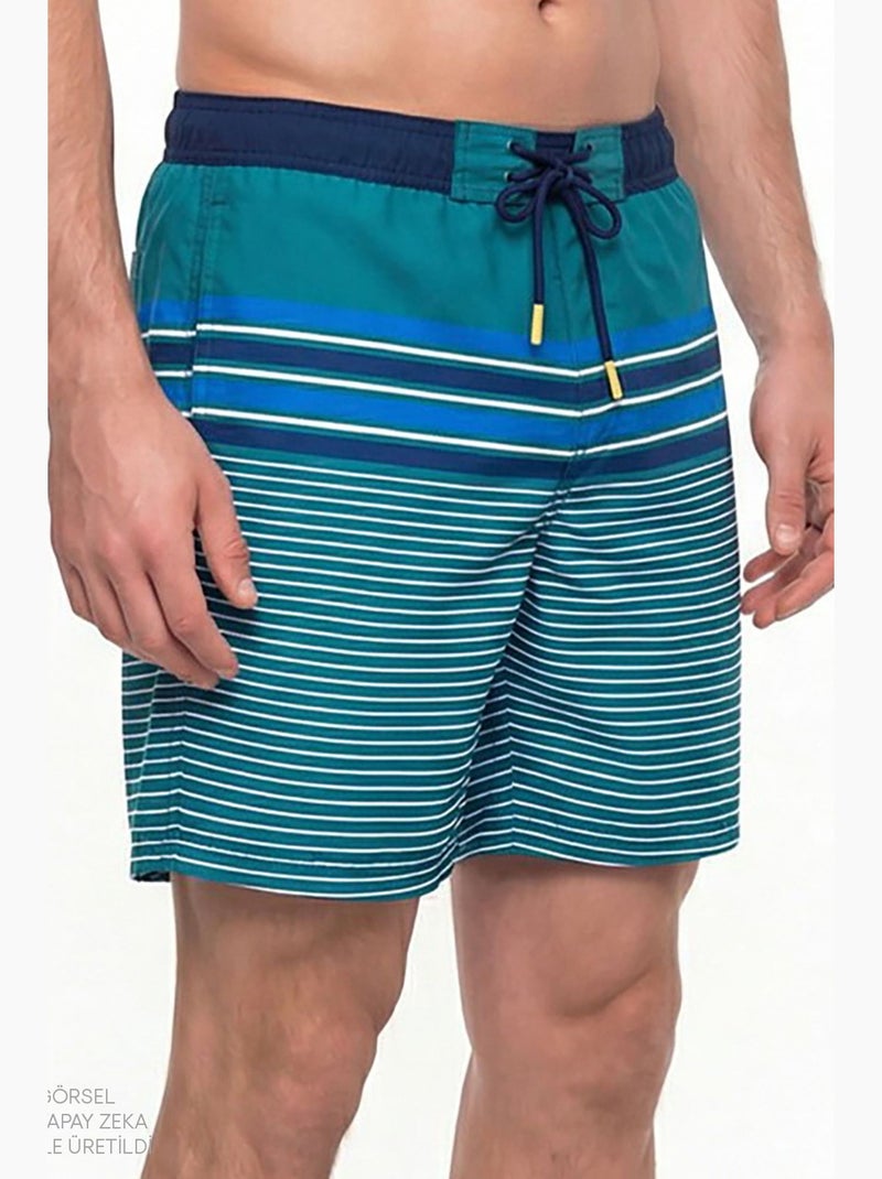 Short masculino royal court às riscas penti Azul-ultramar - Kiabi
