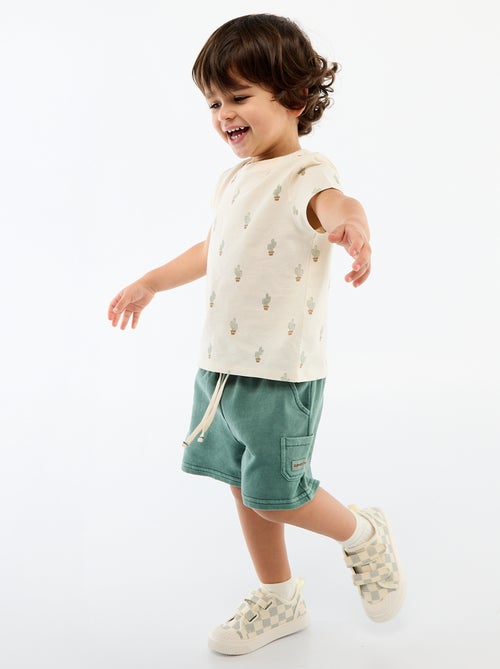 Short reto em french terry de algodão liso - Kiabi