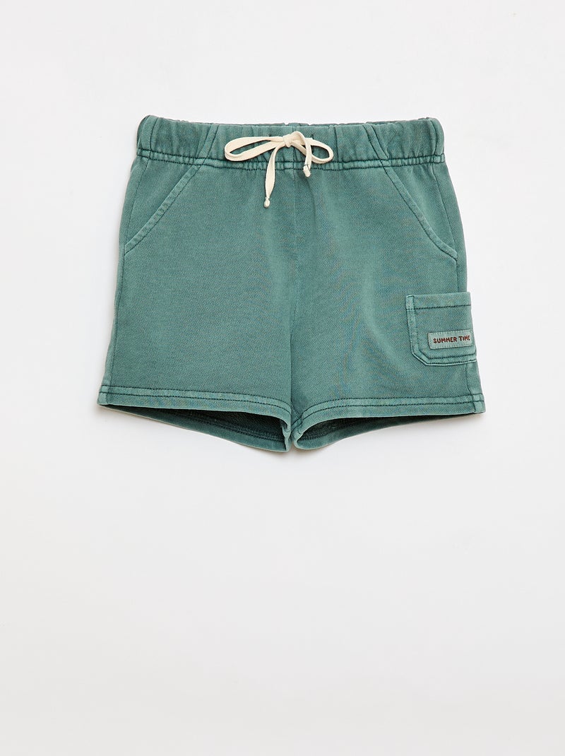 Short reto em french terry de algodão liso Verde - Kiabi