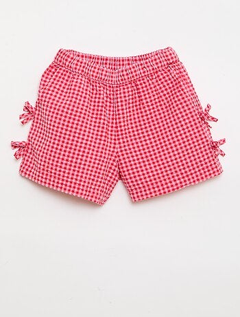 Short xadrez com laços fantasia