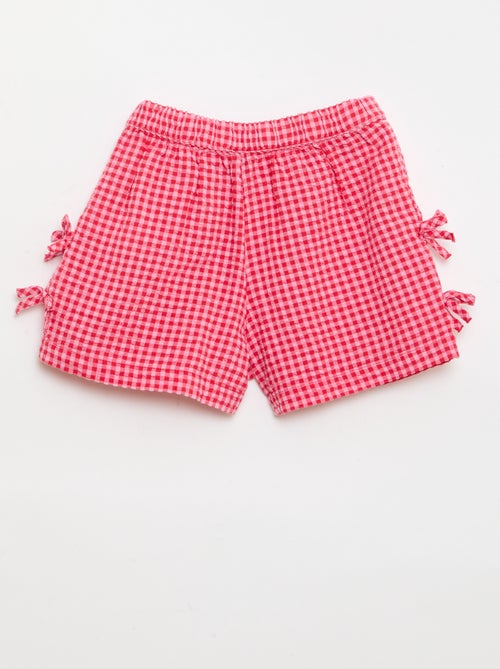 Short xadrez com laços fantasia - Kiabi