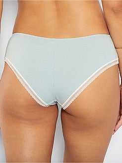 Shorties de algodão com costura de renda - Kiabi