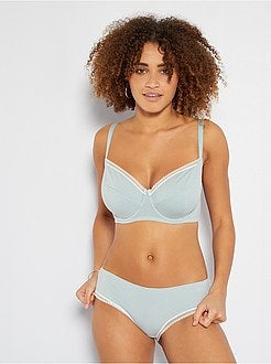 Shorties de algodão com costura de renda - Kiabi