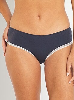 Shorties de algodão com costura de renda - Kiabi