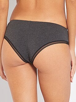 Shorties de algodão com costura de renda - Kiabi