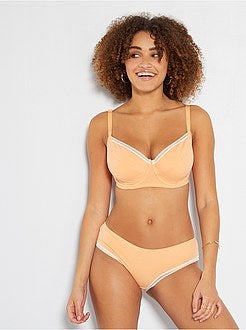 Shorties de algodão com costura de renda - Kiabi