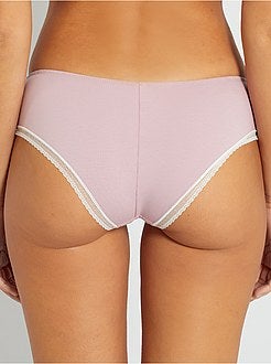 Shorties de algodão com costura de renda - Kiabi