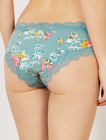 Shorties em microfibra com costuras em renda - Kiabi