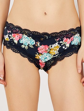 Shorties em microfibra com costuras em renda - Kiabi