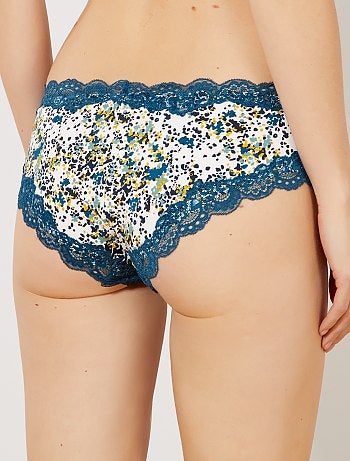 Shorties em microfibra com costuras em renda - Kiabi