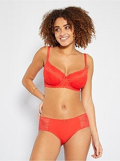 Shorties em microfibra e renda - Kiabi