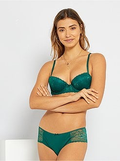 Shorties em microfibra e renda - Kiabi