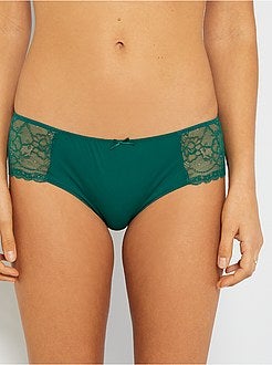 Shorties em microfibra e renda - Kiabi