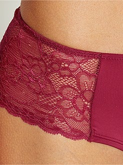 Shorties em microfibra e renda - Kiabi