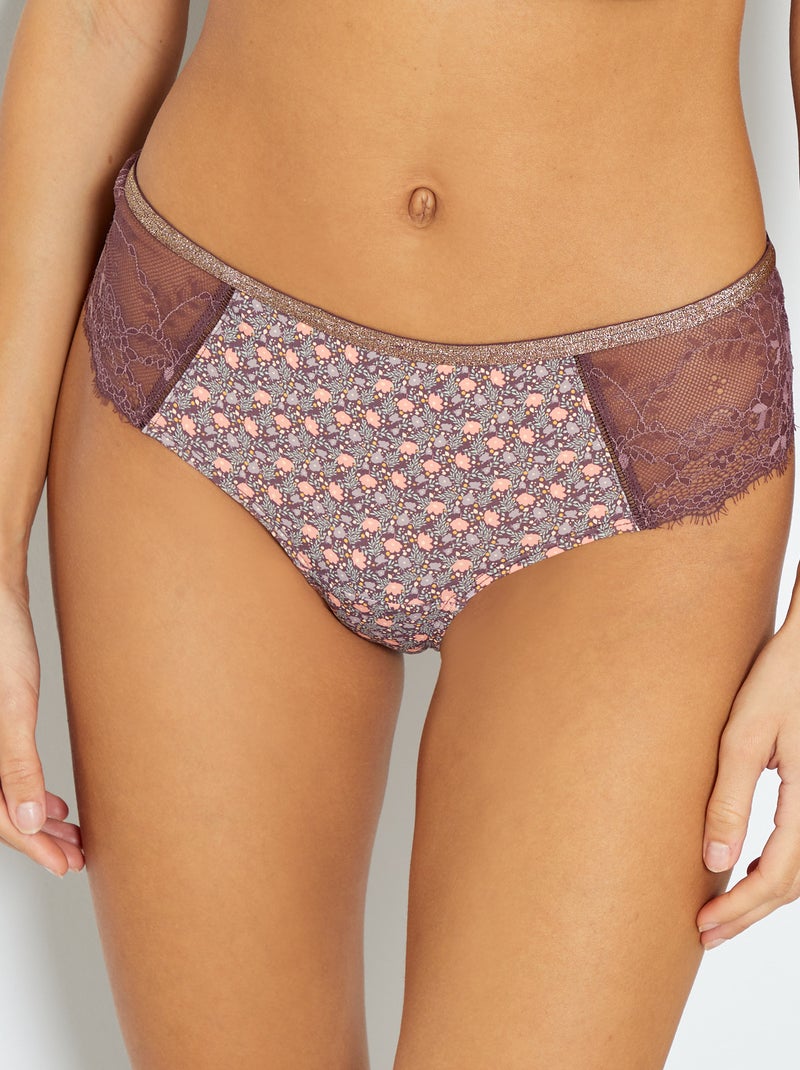 Shorties em microfibra e renda VIOLETA - Kiabi