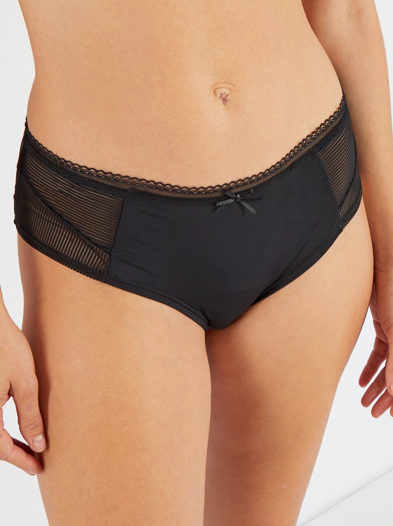 Shorties em microfibra 'Envie de lingerie' Preto - Kiabi