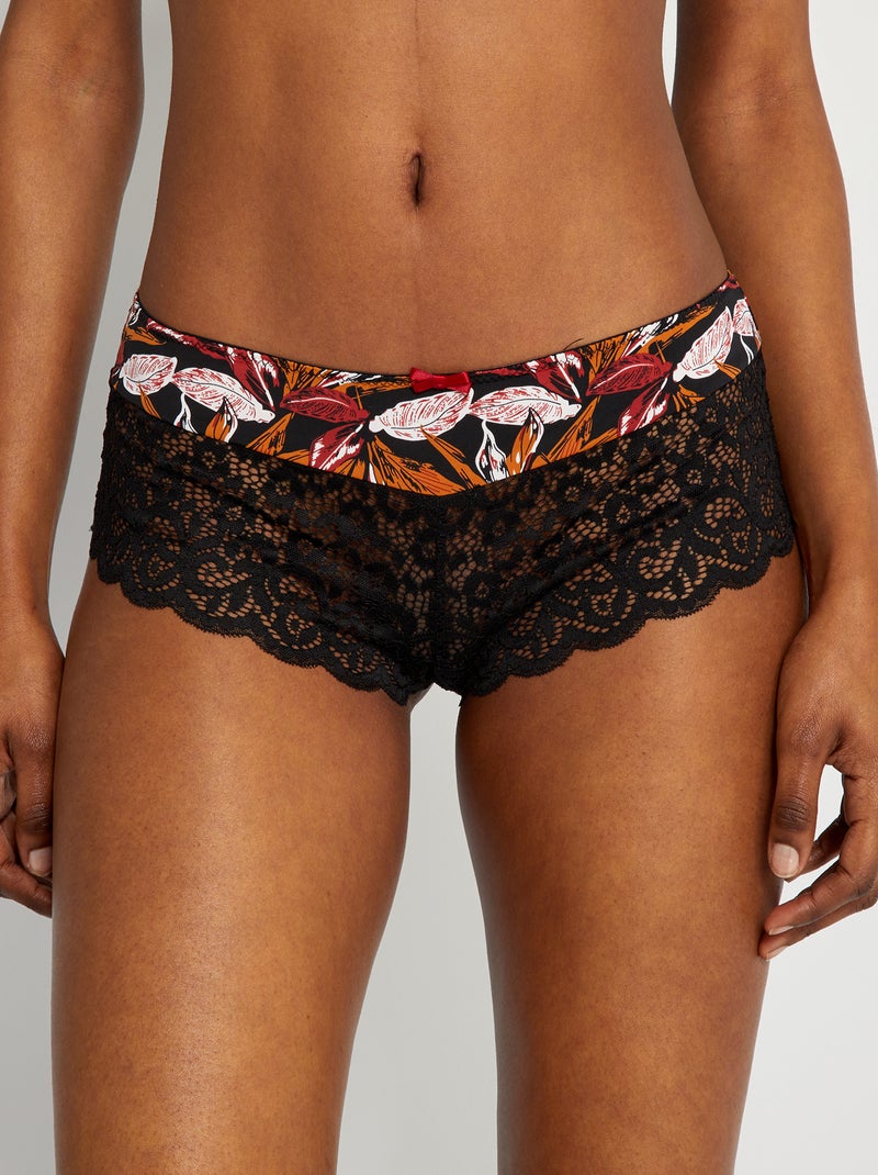 Shorties 'Envie de Lingerie' Estampado Preto - Kiabi