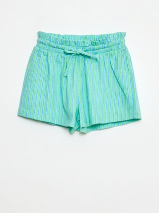Shorts às riscas em malha crepe