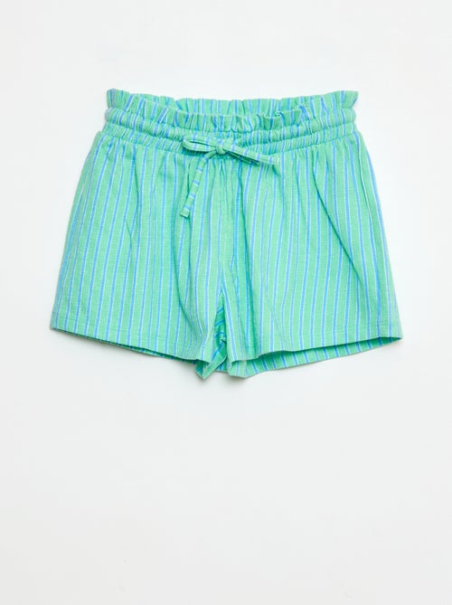 Shorts às riscas em malha crepe - Kiabi