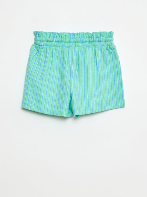 Shorts às riscas em malha crepe - Kiabi
