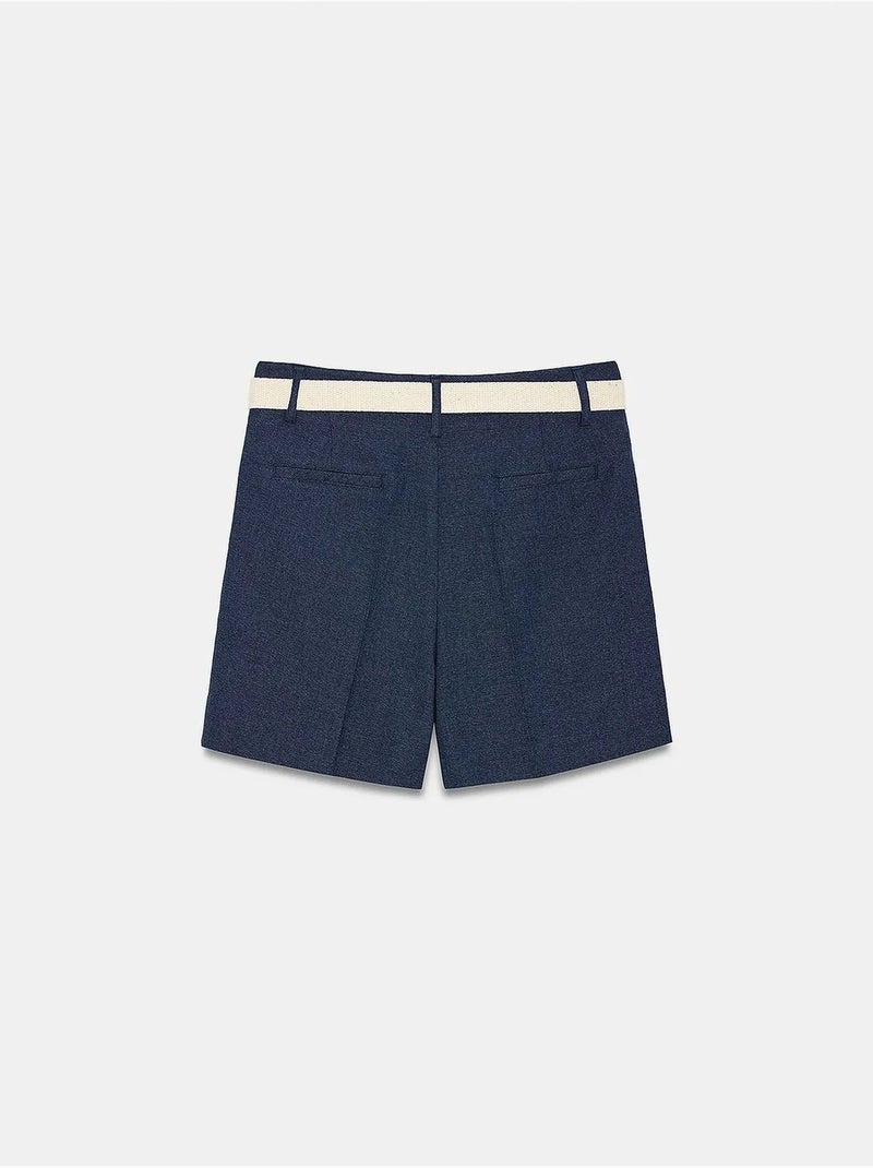 Shorts de alfaiataria de cintura alta com cinto dilvin Azul-marinho - Kiabi