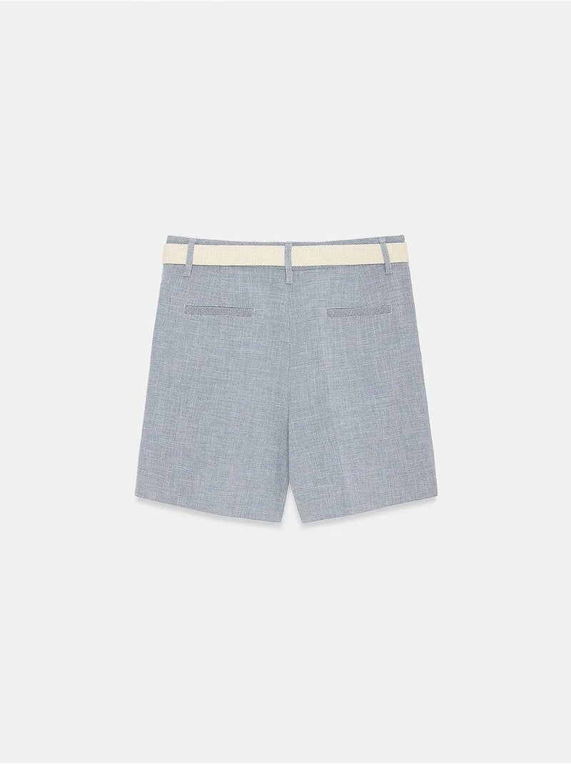 Shorts de alfaiataria de cintura alta com cinto dilvin Azul-pastel - Kiabi