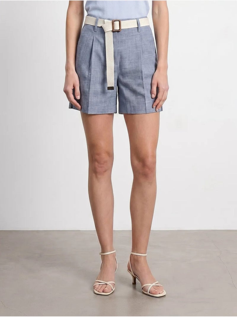 Shorts de alfaiataria de cintura alta com cinto dilvin Azul-pastel - Kiabi