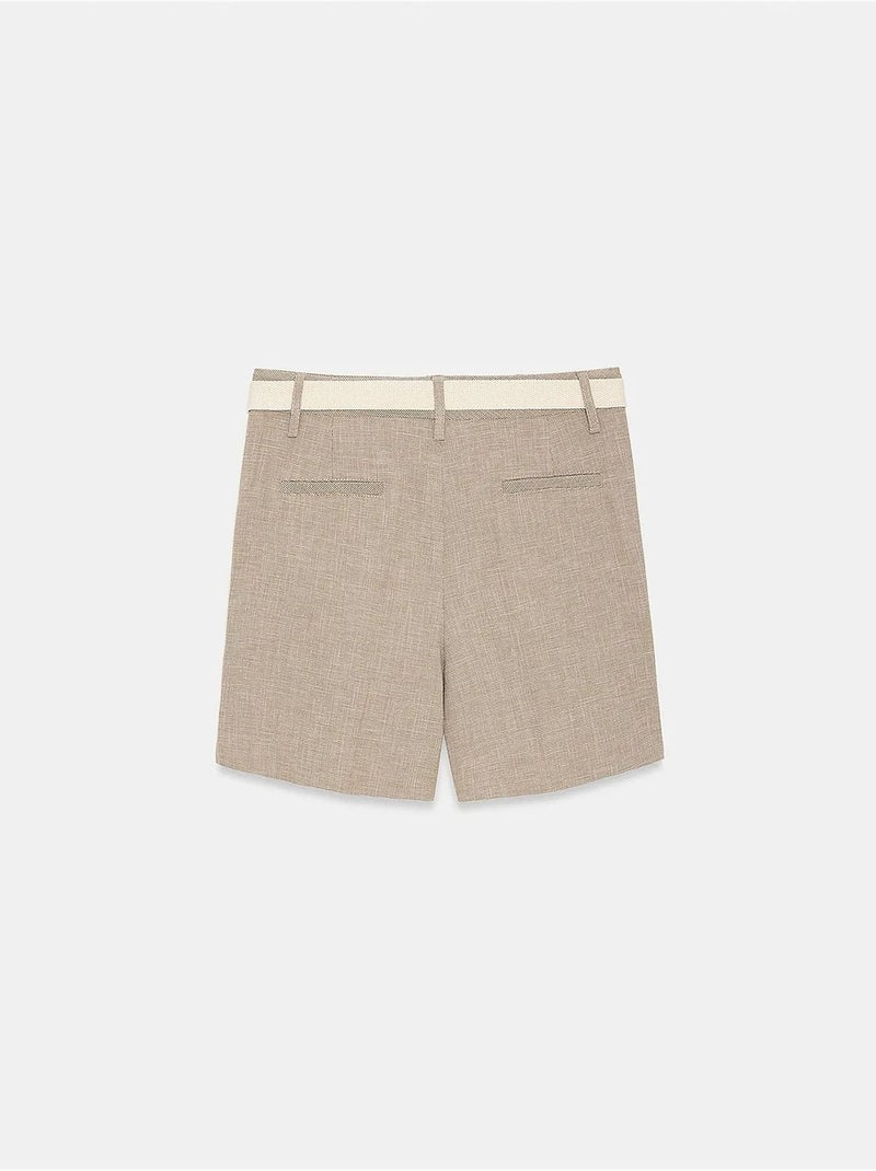 Shorts de alfaiataria de cintura alta com cinto dilvin Bege-argila - Kiabi