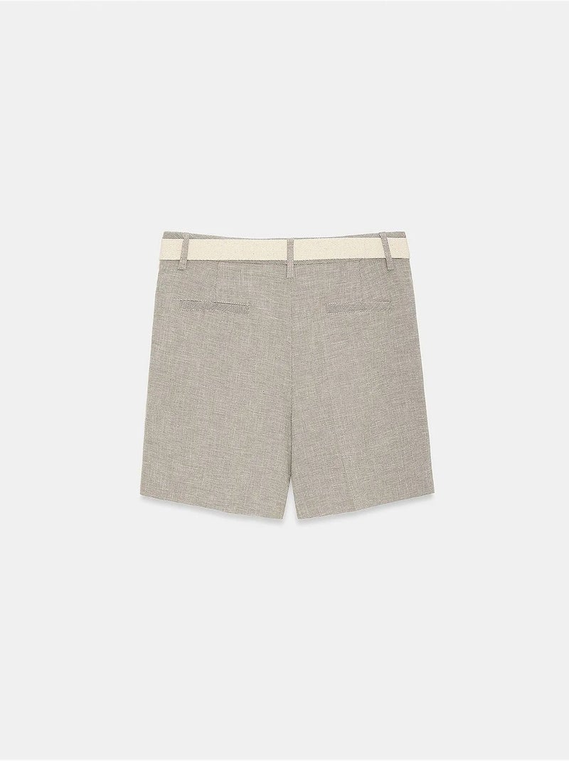 Shorts de alfaiataria de cintura alta com cinto dilvin Cinza claro - Kiabi