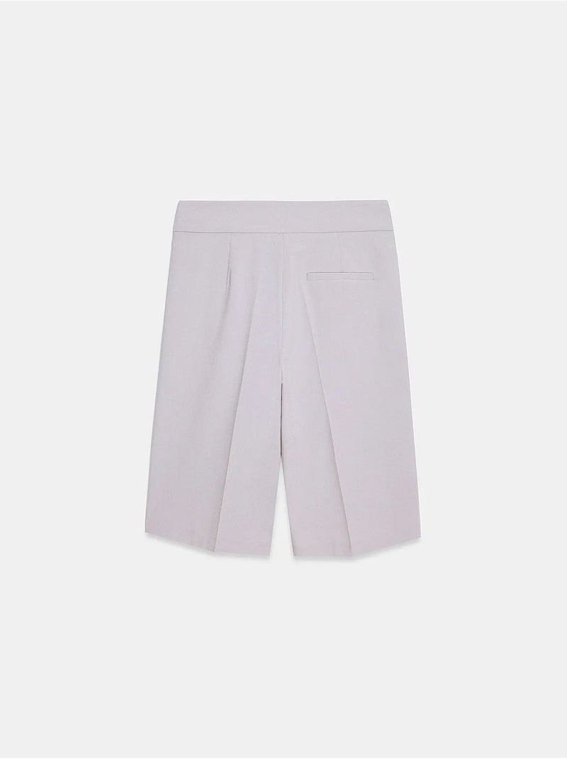 Shorts de alfaiataria de cintura alta e perna larga com cinto dilvin Cinza claro - Kiabi
