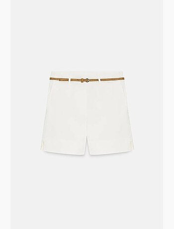 Shorts de alfaiataria em popelina de cintura alta com cinto dilvin