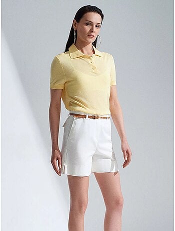 Shorts de alfaiataria em popelina de cintura alta com cinto dilvin