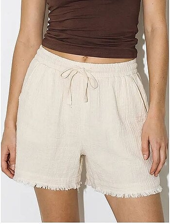 Shorts de algodão de cintura alta e perna larga lucci
