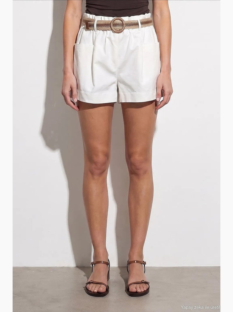 Shorts de algodão e elastano dilvin Branco - Kiabi