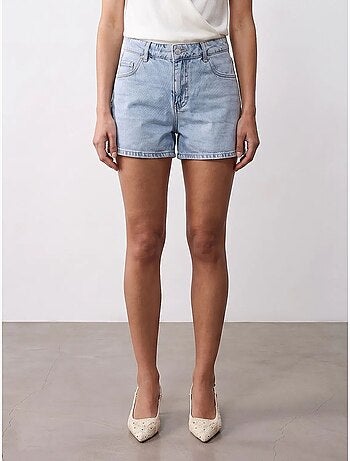 Shorts de denim de linho de cintura alta dilvin