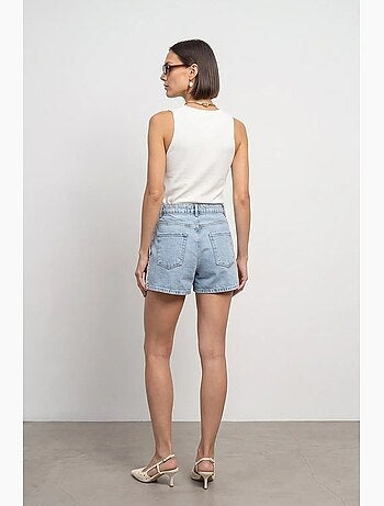 Shorts de denim de linho de cintura alta dilvin